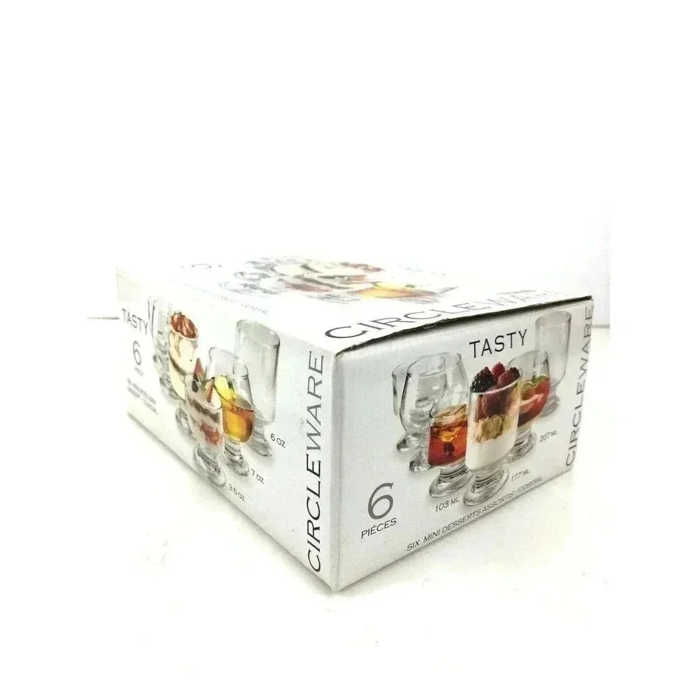 NIB 6 PC Mini Dessert Glass Serving Cups Assorted Size Gift Party‎ Short